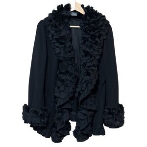 EUC - Dino Gaspari Rabbit Fur Trimmed Jacket - Size 8 - Black
